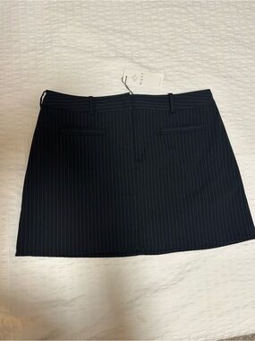 Wayf Navy Pinstripe Mini Skirt